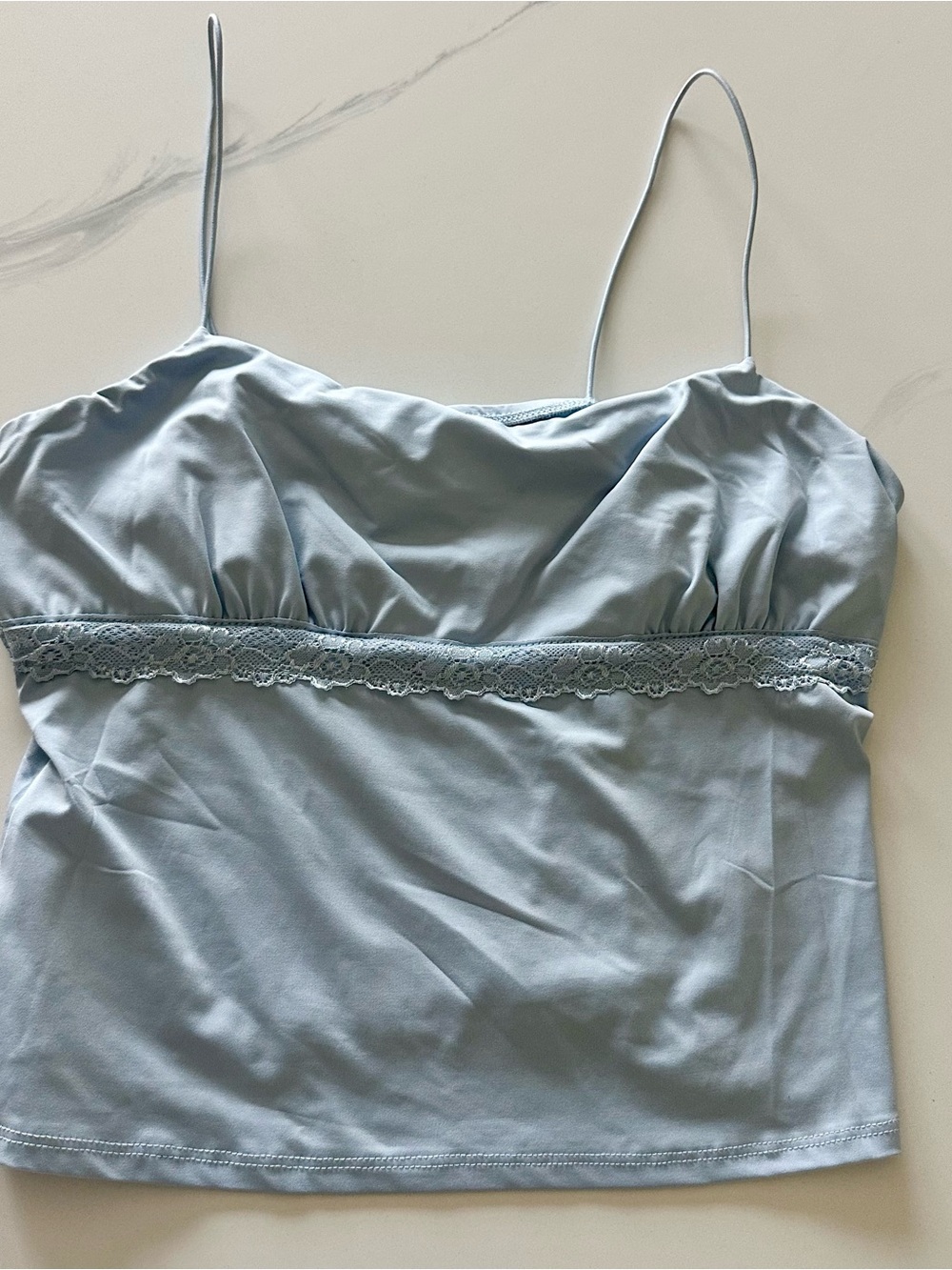 wild fable Light Blue Spaghetti Strap Cami with Lace Detail